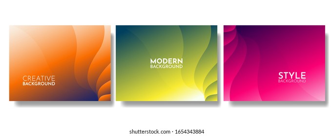 Dynamic modern set of yellow, purple, orange abstract liquid poster design, abstract fluid design for web landing poster banner mobile. Vector illustration. Eps10. Futuristic liquid style background