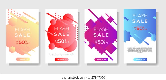 Dynamic modern shape mobile for flash sale banners. Sale banner template design, Flash sale special offer set