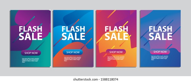 Dynamic modern shape mobile for flash sale banners. Sale banner template design, Flash sale special offer set.