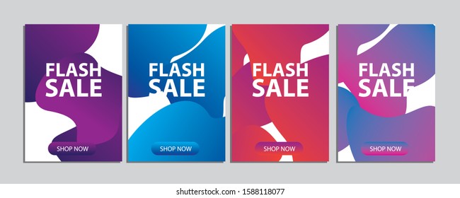 Dynamic modern shape mobile for flash sale banners. Sale banner template design, Flash sale special offer set.