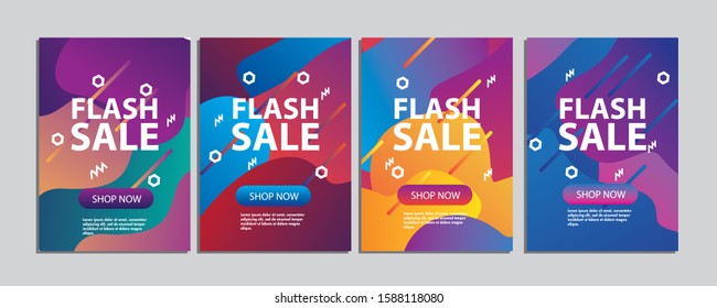 Dynamic modern shape mobile for flash sale banners. Sale banner template design, Flash sale special offer set.