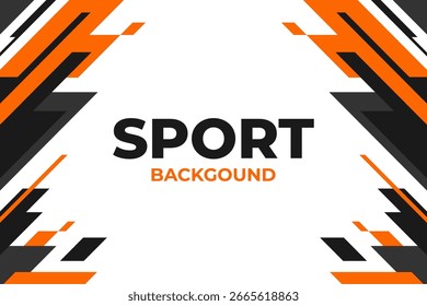 Dynamischer moderner Sport-Hintergrund mit abstraktem geometrischem Design in Orange, Schwarz und Weiß für Poster oder Banner