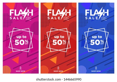 Dynamic modern stories insta mobile for flash sale banners. Sale banner template design  Flash sale special offer set