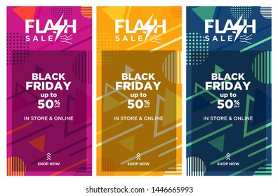 Dynamic modern stories insta mobile for flash sale banners. Sale banner template design  Flash sale special offer set