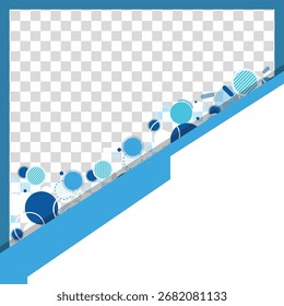  Una Plantilla dinámica y moderna con un diseño diagonal azul y una dispersión de varios círculos azules y blancos