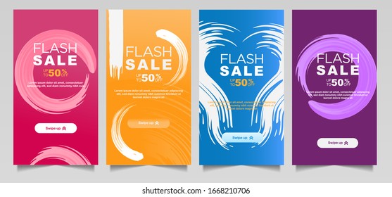 Moderno y dinámico equipo de pintura para carteles de venta de flash. Diseño de plantillas de banner de venta, conjunto de ofertas especiales de Flash sale