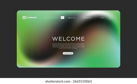 Modelo de design de site moderno dinâmico com fundo gradiente verde vibrante está pronto para a personalização