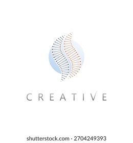 Logotipo de design de DNA molecular dinâmico demonstrando movimento científico e crescimento de tecnologia genética