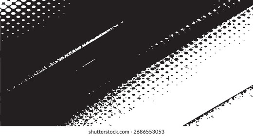 Dynamic Monochrome Lightning Bolt Burst in Comic Halftone Style.