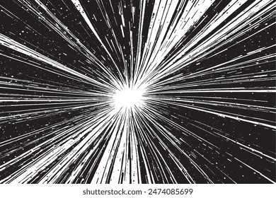 Dynamic Monochrome Sunburst: Explosive Comic Burst with Radial Lines for Superhero Action