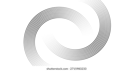 Linhas de giro monocromáticas dinâmicas Fundo abstrato, ilustração de vetor.