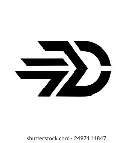 Dynamic Monogram D with Speed Lines - Modern Logo Design