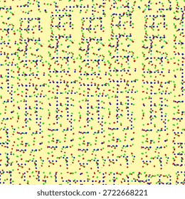 Dynamisches Mosaik aus bunten pixelierten Punkten, die ein kompliziertes abstraktes Muster bilden und einen lebendigen digitalen Hintergrund schaffen