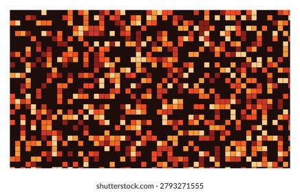 Dynamic mosaic with warm orange and red squares, abstract background, fiery textured pattern.