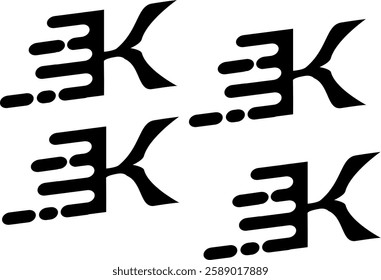 Dynamic and Motion letter K.