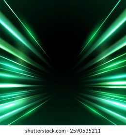 Dynamic motion light trails with motion blur effect on dark background. Modern abstract high-speed movement. Futuristic, technology pattern for banner or poster design.