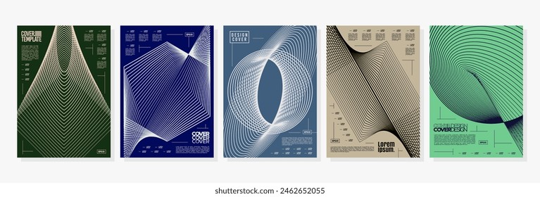 Dynamic motion line abstract cover design bundle