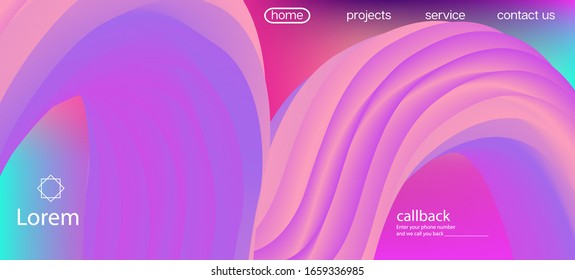 Dynamic Motion Modern Wave. Landing Page, Pink, Purple Background. 3d Fluid Vivid Vector Background. Geometric Vibrant Gradient Wallpaper. Trendy Liquid Flow Banner. Neon Color Website Design.