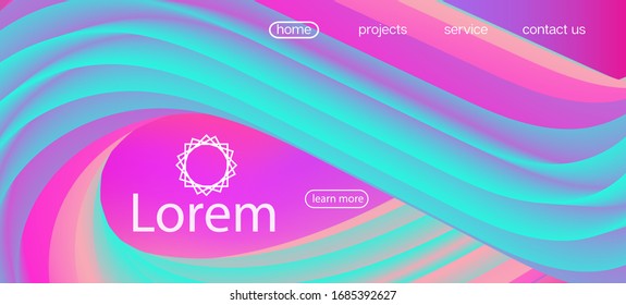 Dynamic Motion Modern Wave. Landing Page, Pink, Purple Background. Funky Liquid Wave Banner. 3d Fluid Vivid Vector Background. Neon Color Website Design. Futuristic Bright Gradient Overlay.