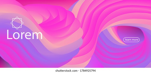 Dynamic Motion Modern Wave. Landing Page, Pink, Purple Background. 3d Fluid Lucid Vector Background. Neon Color Website Layout. Funky Liquid Wave Banner. Colorful Bright Gradient Overlay.