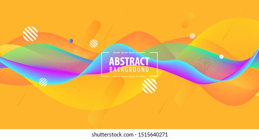 Dynamic motion sound wave colorful yellow background. Wallpaper, poster. Vector illustration