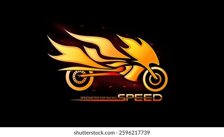 Dynamic motorcycle design with vibrant flames in multicolored gradients suitable for modern for event. vector eps10	
