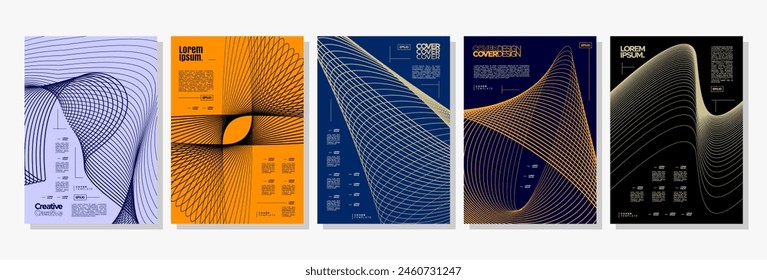 Dynamic movement stripe line abstract cover design set