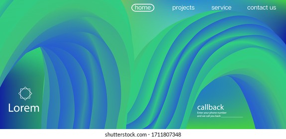 Movimiento dinámico Onda de moda. Página de inicio, Verde, Fondo púrpura. Banner De Forma Líquida Funky. Fondo del Vector Vivid Fluid 3d. Plantilla de sitio web Neon Color. Papel tapiz de degradado luminoso geométrico.