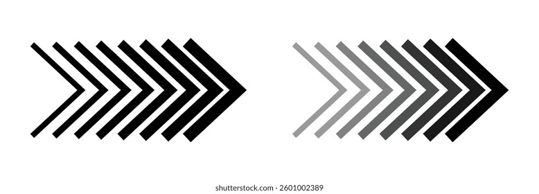 Dynamic Moving Arrow Icon. Chevron Arrow Symbol. Speed Direction, Road Caution, and Navigation Sign with a Blend Effect.