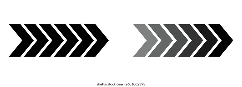 Dynamic Moving Arrow Icon. Chevron Arrow Symbol. Speed Direction, Road Caution, and Navigation Sign with a Blend Effect.