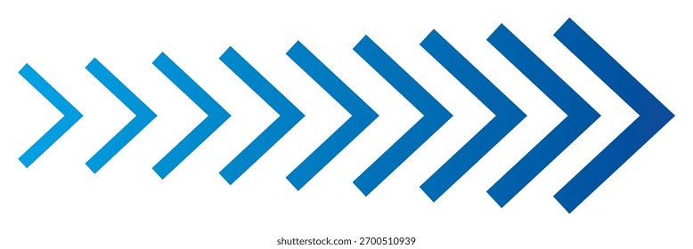 Icono de Flecha móvil dinámica. Icono de flecha de Chevron. Icono de flechas en movimiento. efecto de mezcla, puntero, dirección de velocidad, precaución en la carretera, militar, signo de navegación aislado sobre fondo blanco. Flecha dinámica en movimiento.