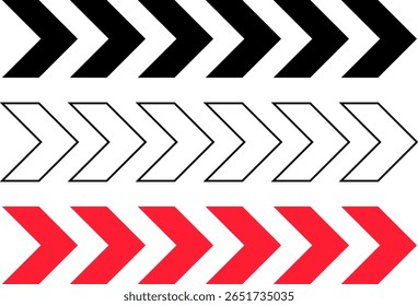 dynamic moving Arrow icon set.  traffic arrow sign. speed direction symbol. chevron arrow symbol. Road arrow zigzag chevron speeds
