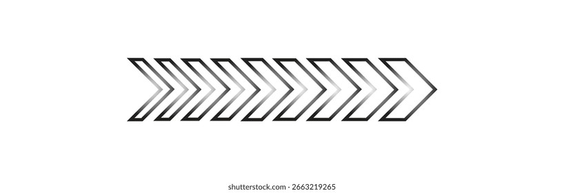 dynamic moving arrow representing speed, acceleration, fast. transparent png and vector illustration.