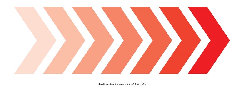  Seta móvel dinâmica representando velocidade, aceleração. Símbolo de seta vermelha para crescimento dos negócios, movimento e design de conceito direcional. Ilustração vetorial.