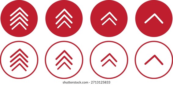 signo de flecha en movimiento dinámico, velocidades de chevron en zigzag de flecha de carretera, símbolo de flechas direccionales. deslizar hacia arriba, ilustración de flechas de grupo,
