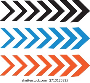 signo de flecha en movimiento dinámico, velocidades de chevron en zigzag de flecha de carretera, símbolo de flechas direccionales. deslizar hacia arriba, ilustración de flechas de grupo,

