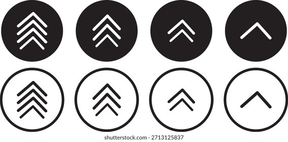 signo de flecha en movimiento dinámico, velocidades de chevron en zigzag de flecha de carretera, símbolo de flechas direccionales. deslizar hacia arriba, ilustración de flechas de grupo,
