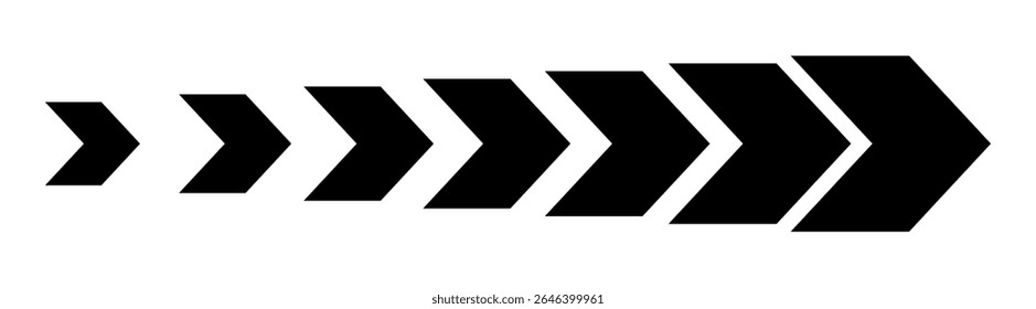 Símbolo dinámico de flecha en movimiento. Icono de flechas en movimiento, efecto de fusión, puntero, dirección de velocidad