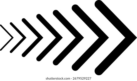 Dynamic moving arrow symbol isolated on transparent background. Speed, acceleration, fast sign vector illustration.