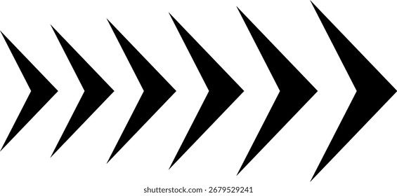 Símbolo de seta móvel dinâmica isolado no plano de fundo transparente. Velocidade, aceleração, ilustração vetorial de sinal rápido.