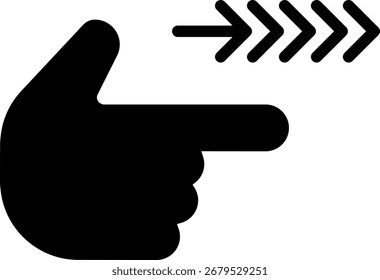 Símbolo dinámico de flecha móvil aislado sobre fondo transparente. Velocidad, aceleración, Ilustración vectorial rápida de señales.