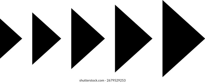 Símbolo dinámico de flecha móvil aislado sobre fondo transparente. Velocidad, aceleración, Ilustración vectorial rápida de señales.