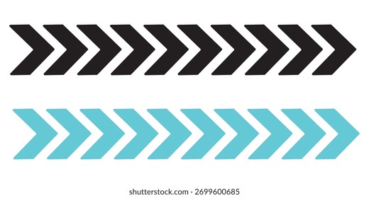 dynamic moving arrow symbol. Pointing right chevron arrow different style. speed direction signs. directional arrows symbol.