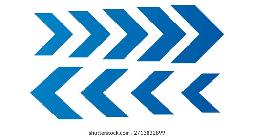 dynamic moving arrow symbol. Pointing right chevron arrow different style. speed direction signs. directional arrows symbol.