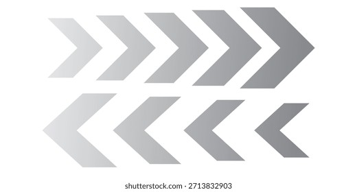 dynamic moving arrow symbol. Pointing right chevron arrow different style. speed direction signs. directional arrows symbol.