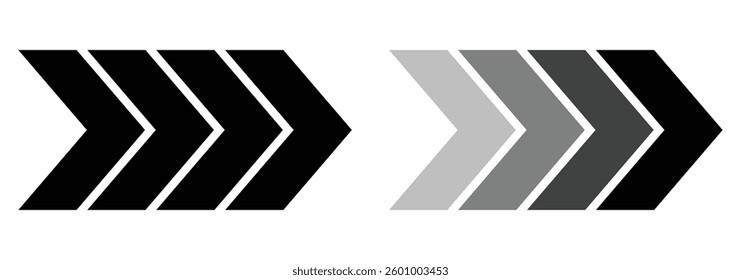 Dynamic moving arrow symbol set. Fast arrows and speed symbols. Chevron arrow icon vector illustration EPS 10.