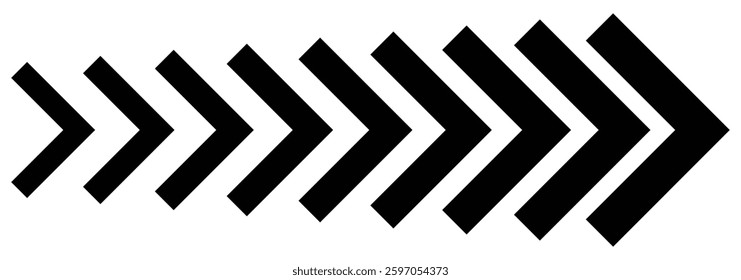 Dynamic moving arrow symbol. Arrow dynamic symbol. Speed, fast arrows symbols set elements. Chevron arrow icon. vector illustration eps 888.