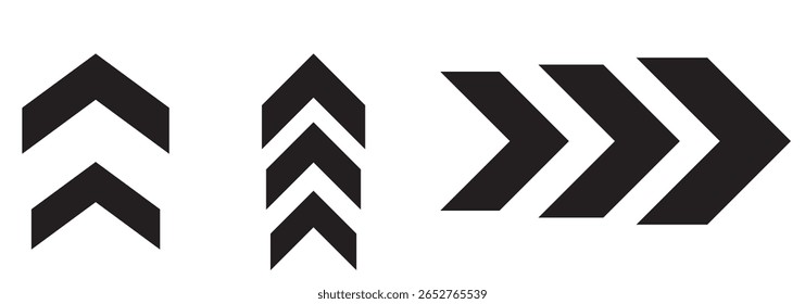 dynamic moving  symbol. speed icon. road lines arrow sign. directional arrow sign. black moving arrow. right swipe arrow for animation. vector illustration on transparent background