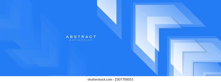 Dynamic moving white arrow symbol on blue background. Vector illustration