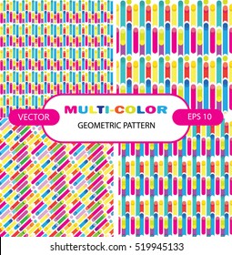 Dynamic Multi color stripes, geometric pattern. Pattern Flat Futuristic Design set. Applicable for Cover, Placard, Sign, Flyer. Advertising Design & Multimedia Production. Print and digital editions.